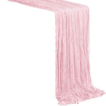 nappe longue rose bleu clair semi transparente tissée gaufrée élégante romantique corde tressée fixation