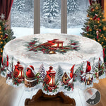 nappe table noël oiseaux houx cloches festive traditionnelle imperméable polyestre blanc rouge verte