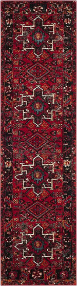 tapis géométrique bohème rouge bleu noir polyester salon chambre moderne