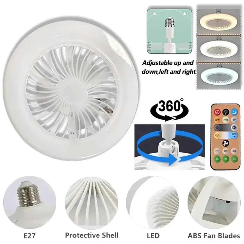 ventilateur led blanc moderne vitesses réglables lumière variable grille opaques lames abs