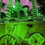 guirlande lumineuse solaire vert moderne 100 led 12m clignotante extérieure