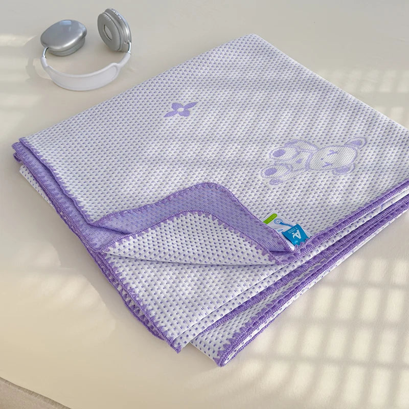 couverture été respirante polyester cooling fibers motif souris hello blanc bleu doux moderne oreillers