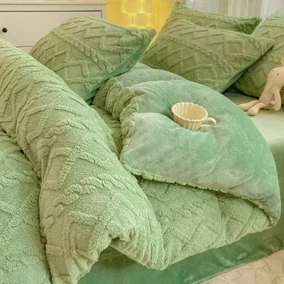 Housse de couette polaire rouge épaisse pour lit