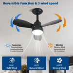 ventilateur moderne led pales réversibles télécommande blanc bois naturel