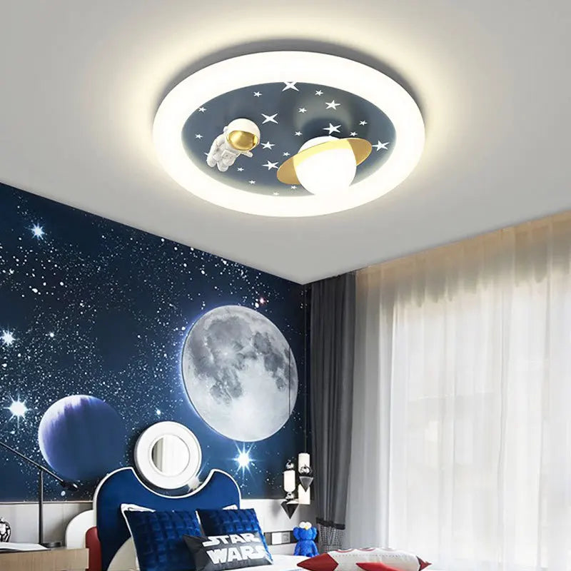 plafonnier led astronautes planètes étoiles moderne enfant bleu rose