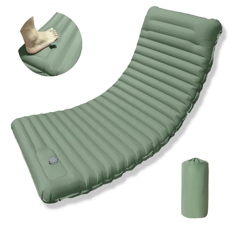 matelas gonflable camping pliant pompe main sac rangement oreiller randonnée
