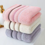 serviettes toilette rapide absorbantes microfibre coton polyester rose clair rayures noires classique