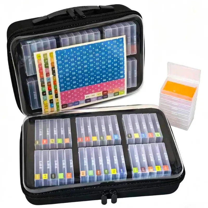 boîte rangement transparente strass colorées organisateur mosaïque diy compartiments multiples transport pratique