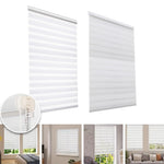 store enroulement double blanc rayures horizontales moderne clips light filtering no drill required