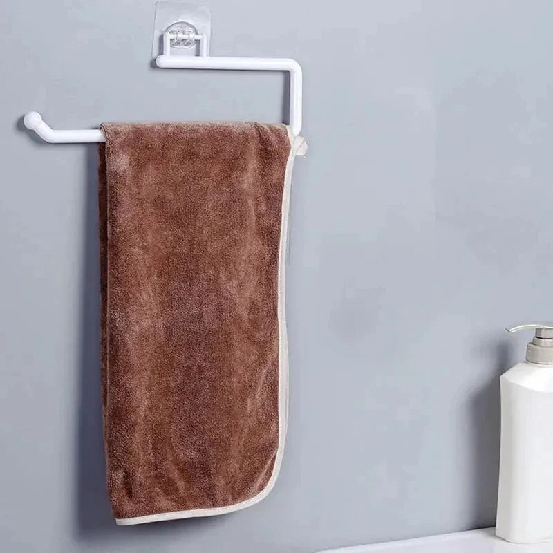 porte serviettes mural adhésif moderne blanc texture marbrée salle bain cuisine support accessoire fixe
