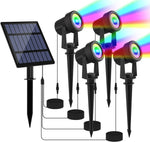 projecteur solaire led changeante ip65 étanche moderne noir matextérieur jardin fixepiquet
