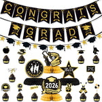 guirlande décoration graduation diplômes chapeaux congrats grad proud class 2026 doré bleu noir élégante
