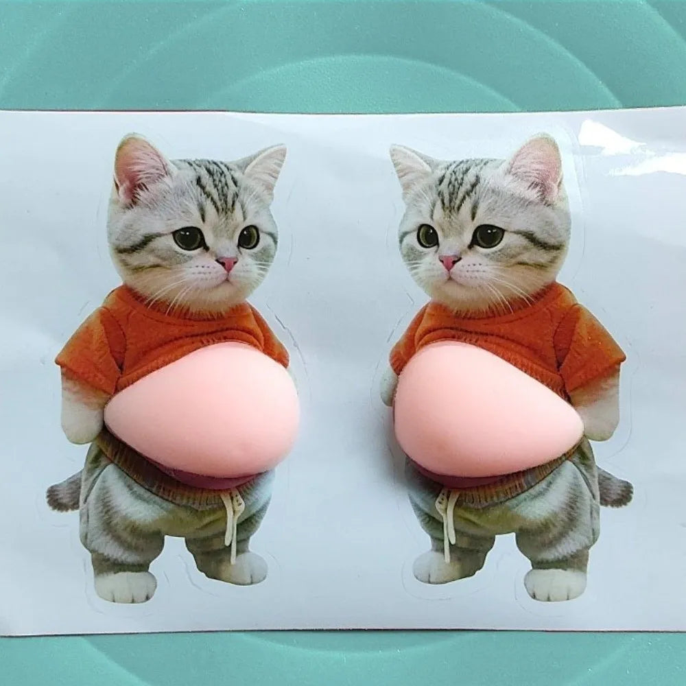 autocollants 3D mignons chiens chats vêtements transparents cartoon adhésifs orange gris rose beige