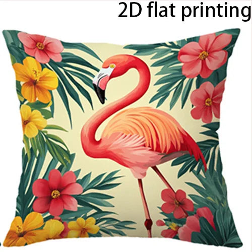 taies d'oreiller moderne imprimé flamants roses fleurs tropicales polyester respectueux environnement 40x40cm 45x45cm 50x50cm