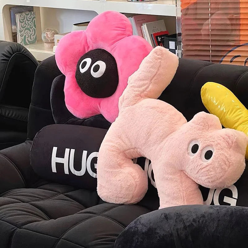 coussin animaux forme doux pelucheux rose noir contemporain mignon decoratif maison erotique