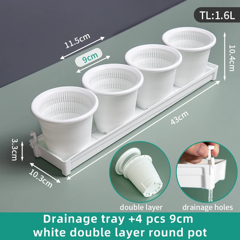 lot pot succulentes plastique blanc moderne trous drainage aération plantes maison