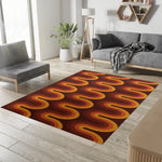 tapis marron orange rouge moderne rétro rayures ondulées polyester salon chambre extérieur