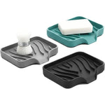 support savon silicone gris bleu rayures modernes facile nettoyer salle bain cuisine
