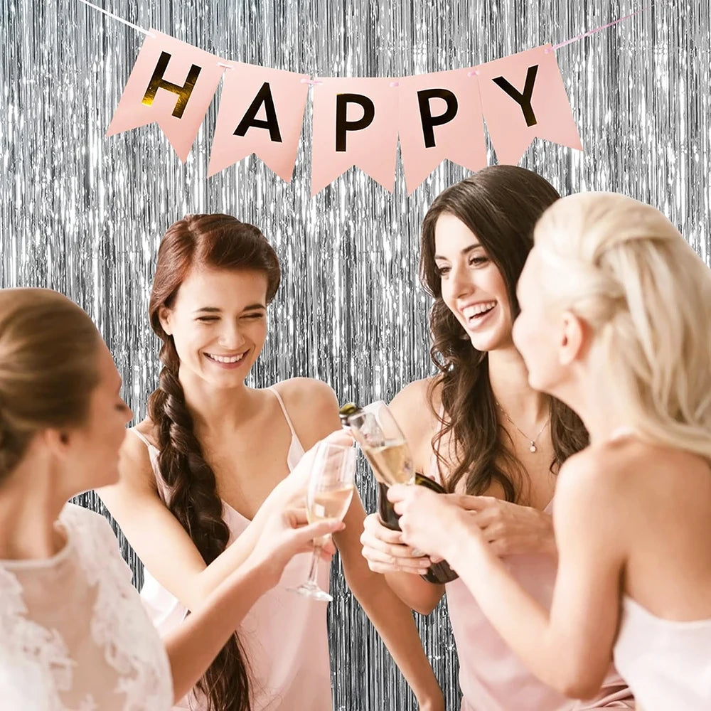 rideau décoratif tinsel argent festif moderne 1m large 2m longueur événements anniversaires fêtes mariage