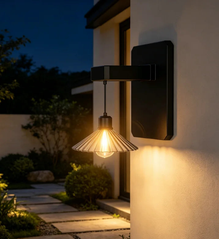 lampe murale moderne noire plissée éclairage d'ambiance extérieur étanche ip65