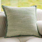 housse coussin carrée jacquard motif floral vert beige gris décoration salon chambre moderne chic