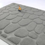 tapis bain antidérapant polyester relief galets moderne gris rose beige