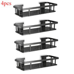 étagère salle bain noir adhésif sans perçage moderne grille perforation rangement robuste plastique