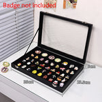 présentoir porte badges acrylique réutilisable contemporain bois marron noir clips badges