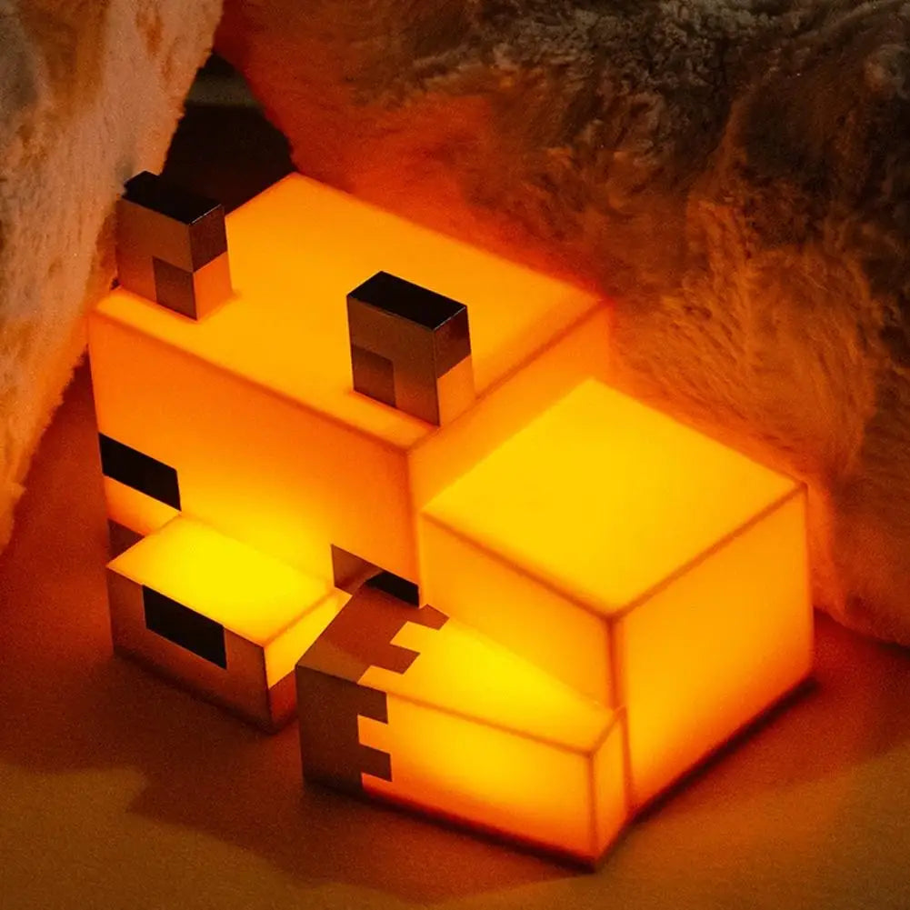lampe table moderne orange pixel art veilleuse atmosphérique enfant chambre salon 12v