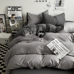 parure lit ensemble housse couette double deux taies d'oreiller coton moderne