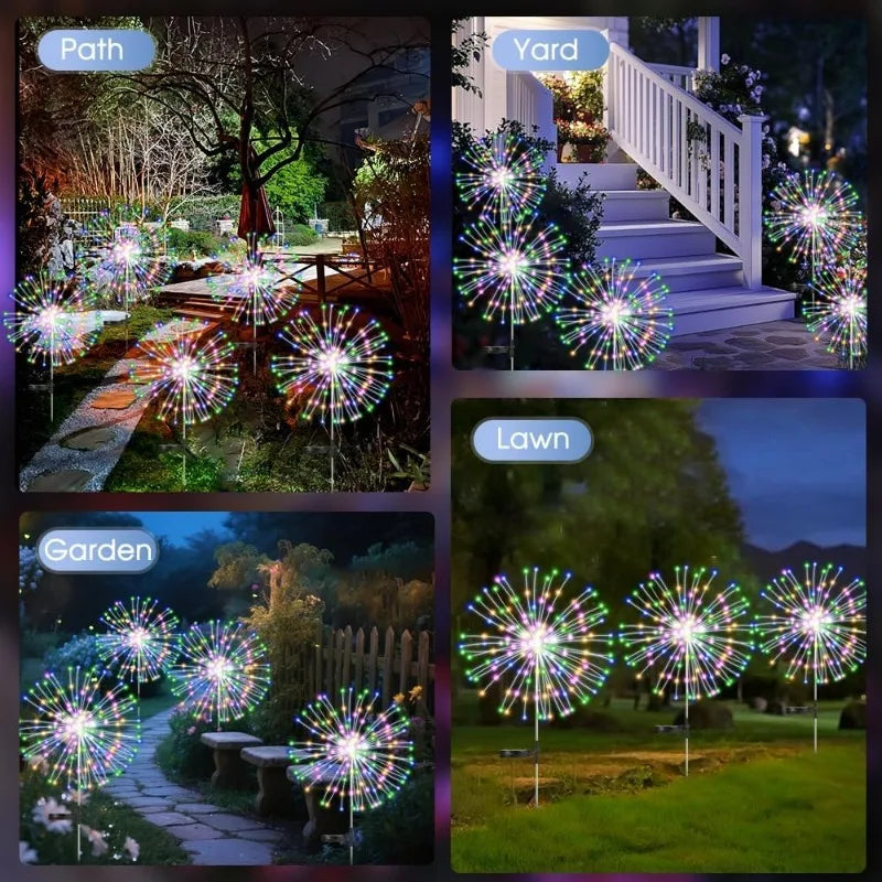éclairage solaire moderne multicolore étoiles lumineuses extérieur autonomes bouton poussoir fixations piquets LED vacances