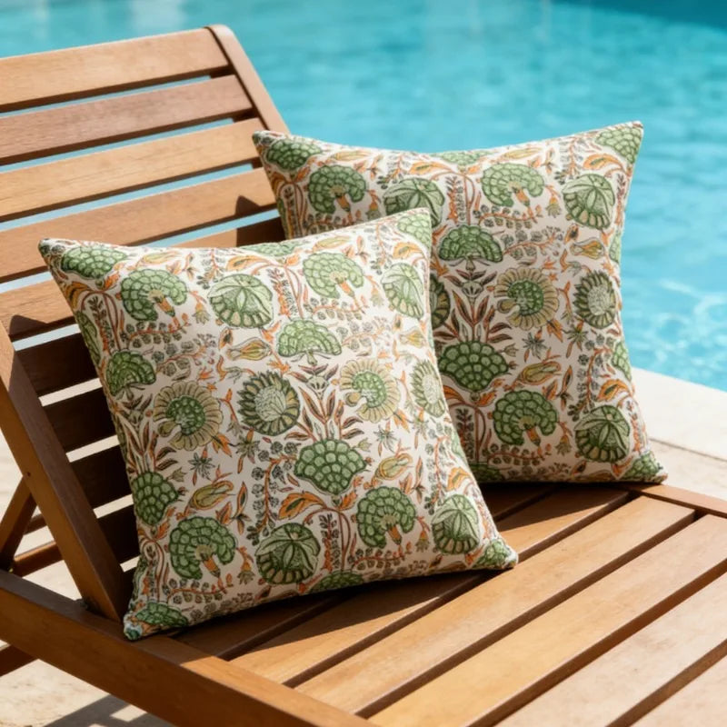 housses coussin décoratif motif floral stylisé bohème tropical imperméable polyester 45x45cm voiture maison commercial