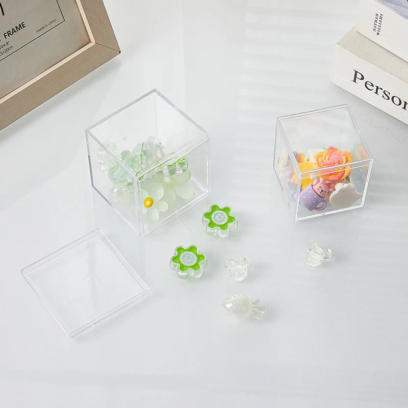 boîtes bijoux transparentes modernes boîtes rangement acrylique conteneurs stockage sans motif sacs bonbons