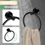 accessoires salle bain noir mat modernes fixés mur barre serviettes anneau papier toilette crochets