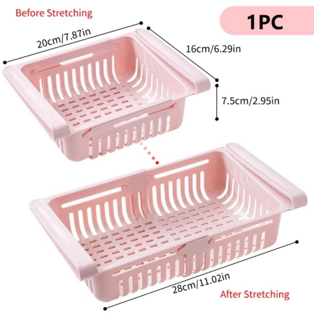 paniers rangement réfrigérateur blanc rose bleu grille perforation moderne clips fixations utilisation multipleABS