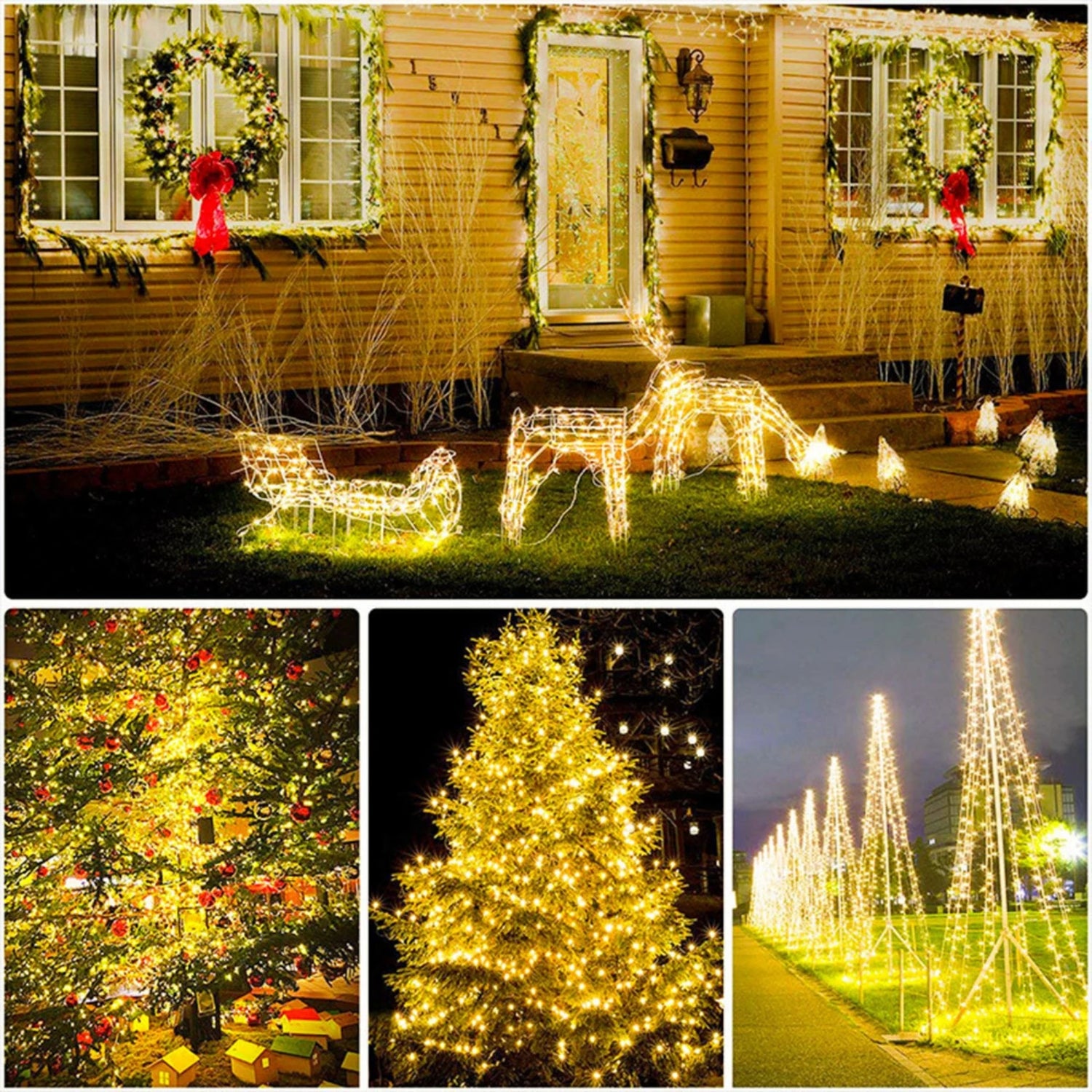 Guirlande lumineuse multicolore 100m décorant une terrasse