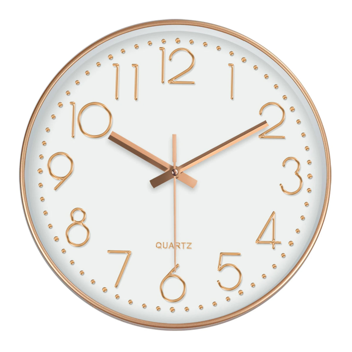 Horloge murale moderne or rose 10 12 pouces aiguilles 3d minimaliste quartz