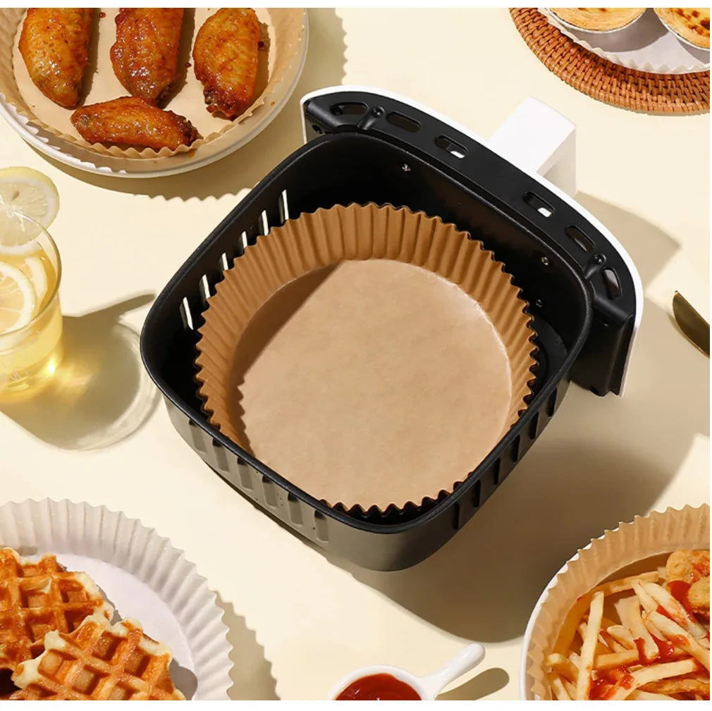 papier cuisson perforé marron clair antiadhésif absorbant huile air fryer baking paper steamer cuisine