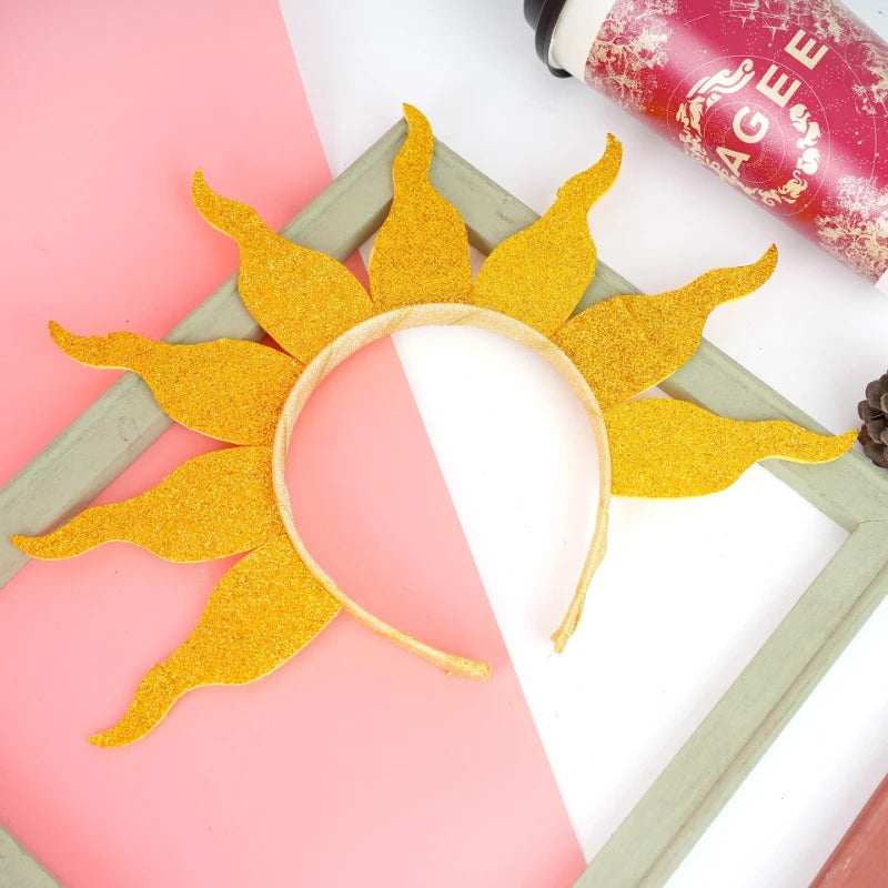 couronne solaire jaune rayons brillants élastique festif anniversaire mariage carnaval noël valentin Halloween