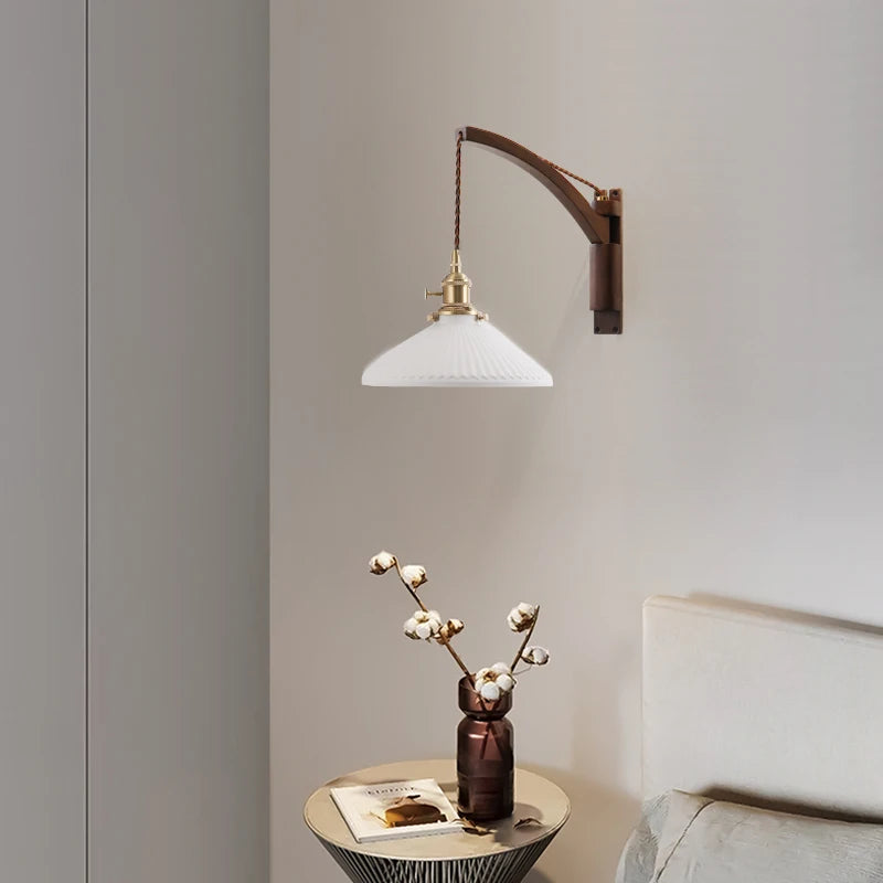 lampe murale moderne led blanc doré chambre entrée salle bain interrupteur mural câble électrique