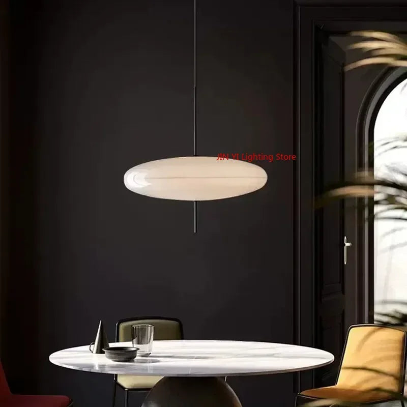 suspension lumineuse moderne minimaliste noir blanc câble rond plat mat