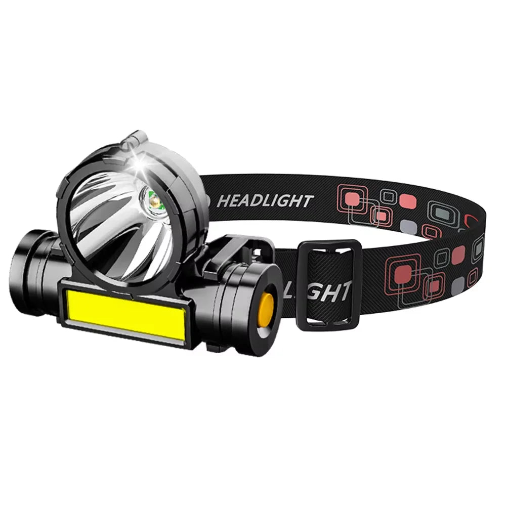 lampe frontale rechargeable led 5w noir jaune blanc headlight tactile affichage ir sensor modes