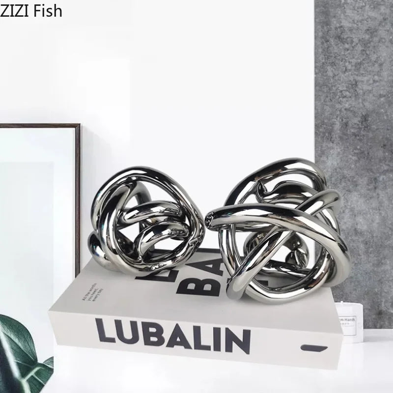 boule décorative moderne argent or bleu vert marron ronds entrelacés opacité maison salon
