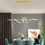 lampe suspendue moderne ondulé noir doré 100cm 120cm led 48w 68w