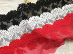 dentelle brodée fleurs polyester coton rouge noir blanche ajourée écologique soluble eau