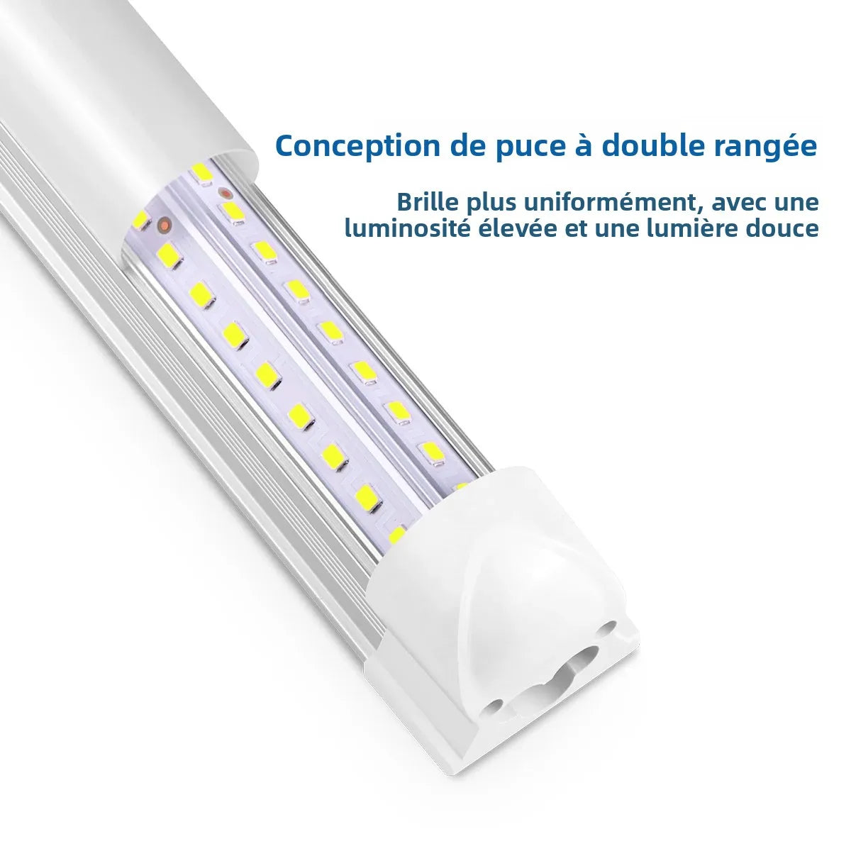 tube led blanc lisse ultra lumineux 50cm moderne clips inclusion connecteur fil blanc modernité