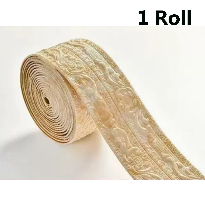 bordure auto adhésive ornements floraux 3d opaque classique décorative adhésive blanc marron roll decoration