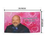 décoration murale drapeau imprimé homme humour fond rose cœurs étoiles dorés chambre festive