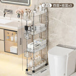chariot rangement salle bain transparent motifs floraux acrylique quatre étages moderne imperméable roulettes.storage