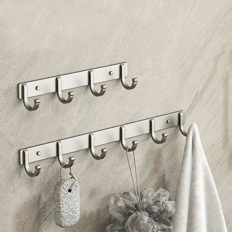 porte serviettes moderne crochets gris métallique fixations vis texture lisse porte accessoires